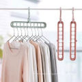 Indoor household  space saving clothes 9 hole multifunctional plastic hanger